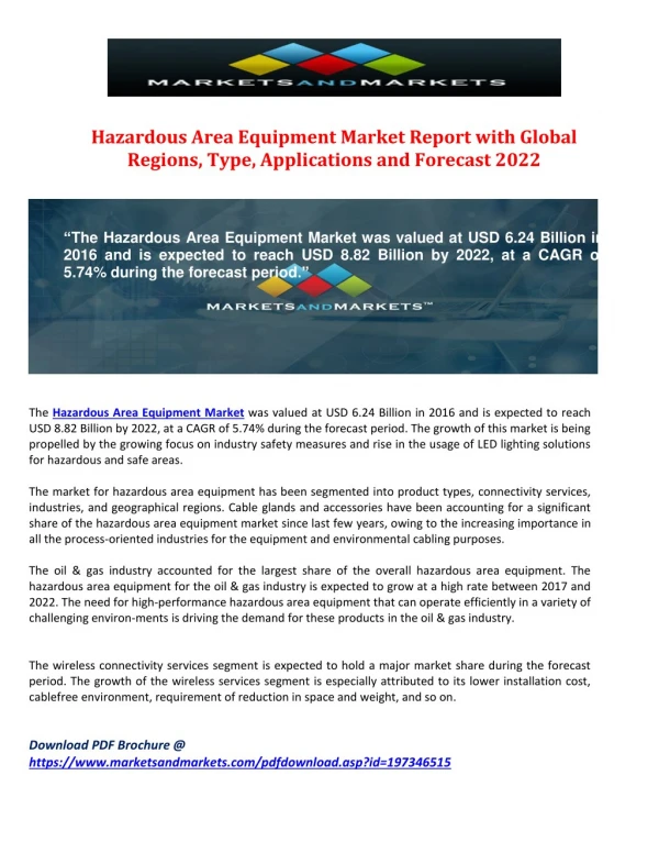 Hazardous Area Equipment Market Report with Global Regions, Type, Applications and Forecast 2022