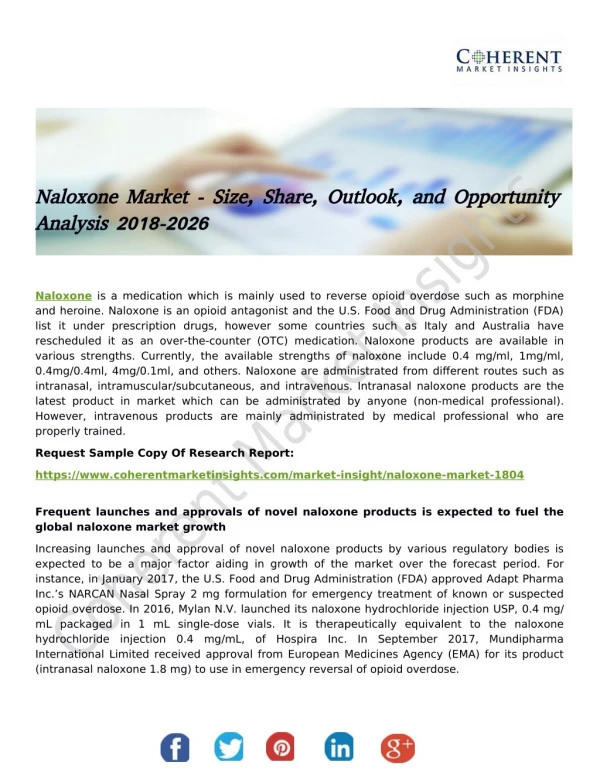 Naloxone Market - Size, Share, Outlook, and Opportunity Analysis 2018-2026