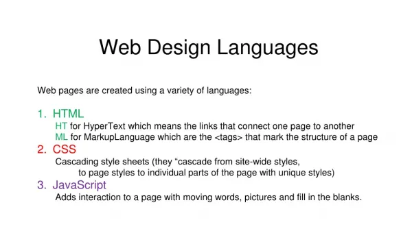 Web Design Languages
