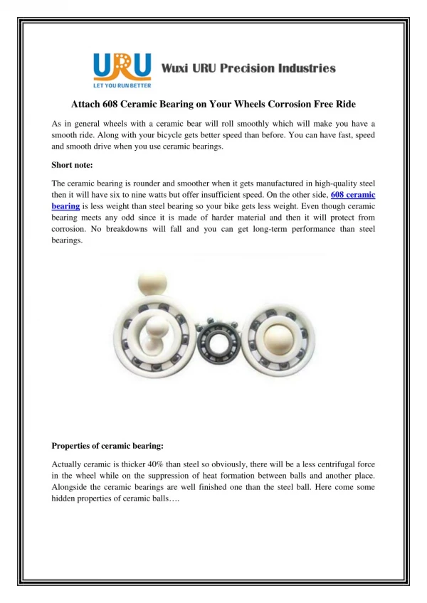 Attach 608 Ceramic Bearing on Your Wheels Corrosion Free Ride