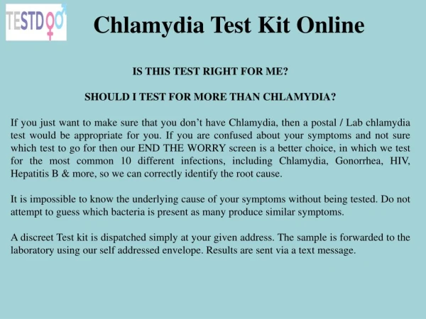 Chlamydia Test Kit Online