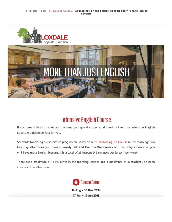 Intensive English Course - Loxdale