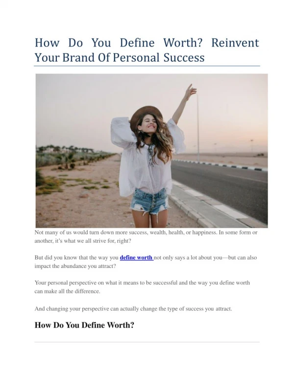 How Do You Define Worth? Reinvent Your Brand Of Personal Success