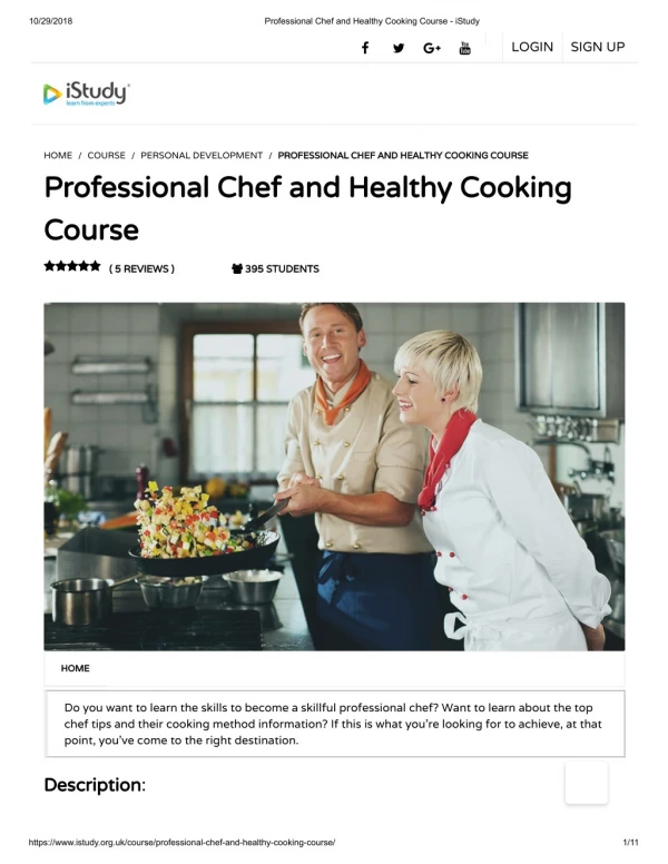 Professional Chef and Healthy Cooking Course - istudy