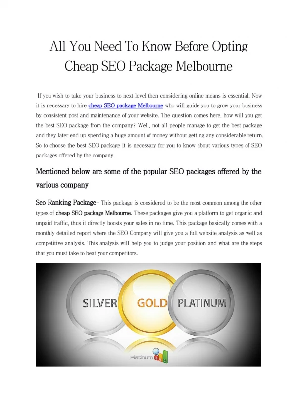 All You Need To Know Before Opting Cheap SEO Package Melbourne