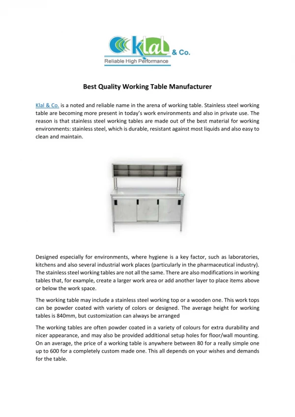 Best Quality Working Table Manufacturer