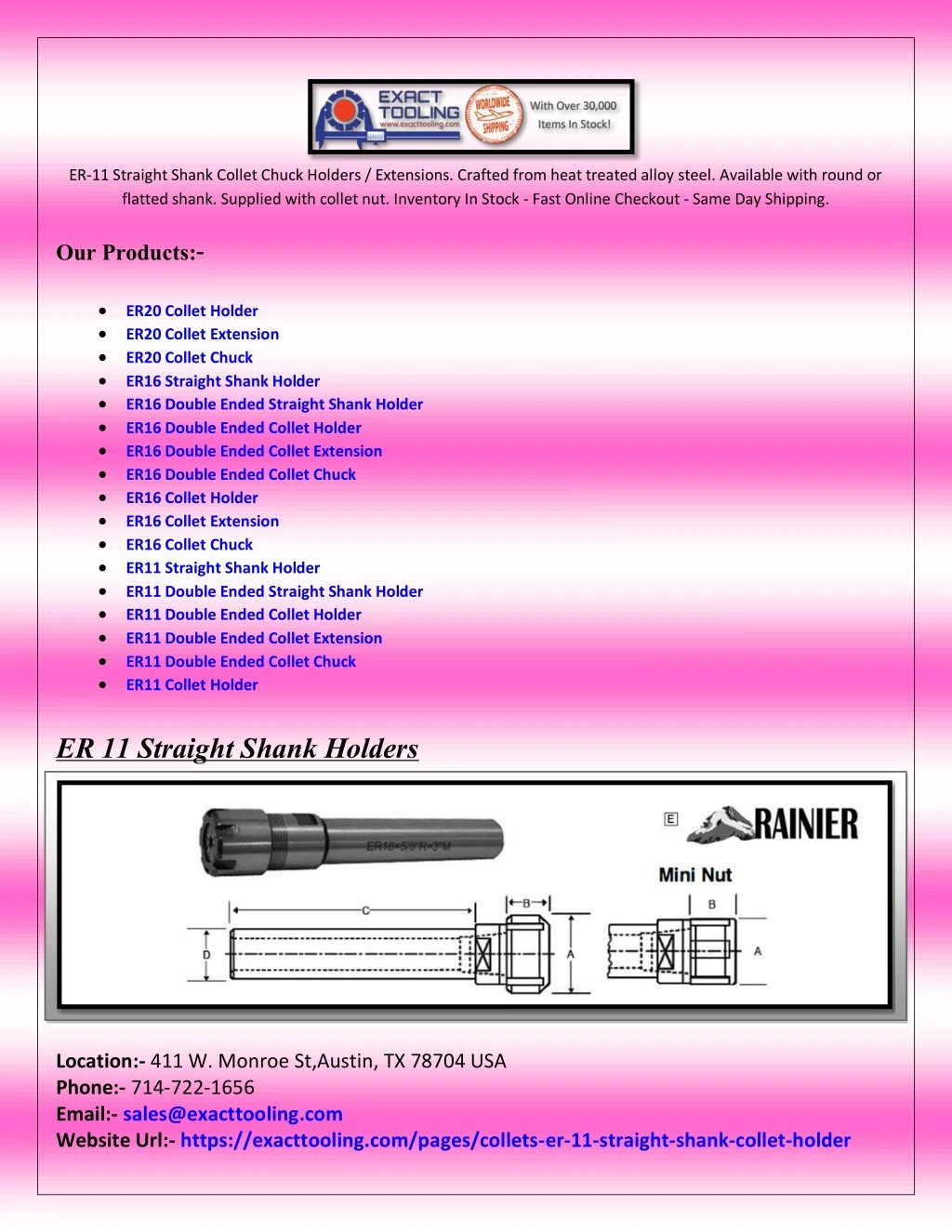 er 11 straight shank collet chuck holders