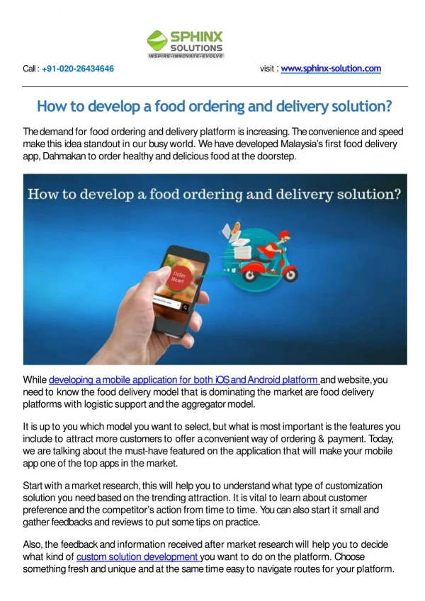 How to develop a food ordering and delivery solution?