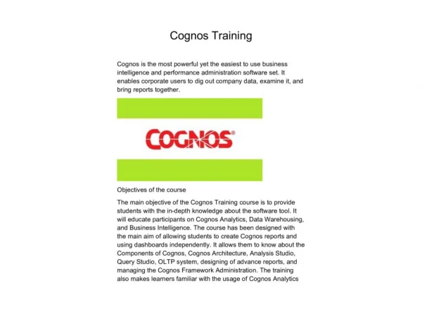 Cognos Training