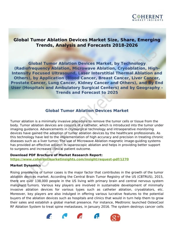 Global Tumor Ablation Devices Market Market -Size, Share, Outlook, and Opportunity Analysis, 2018–2026