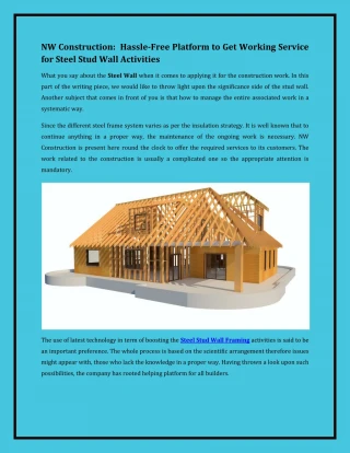 Hassle-Free Platform to Get Working Service for Steel Stud Wall Activities - slide 1