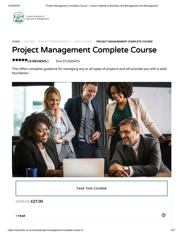 Project Management Complete Course - LIBM