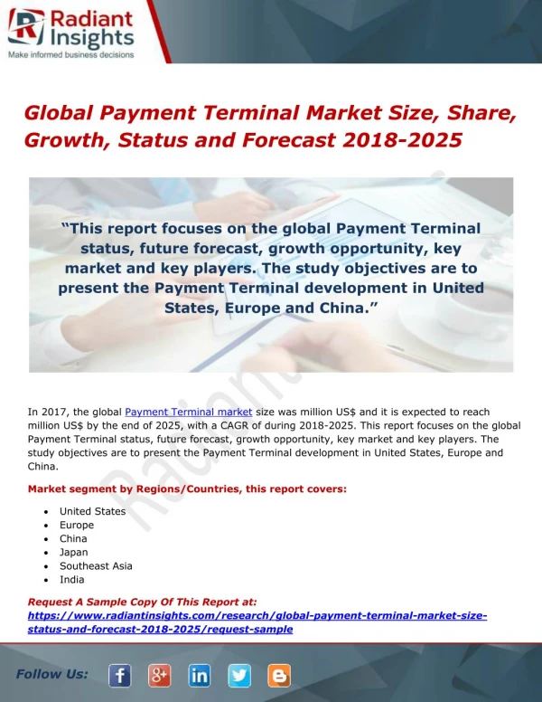 Global Payment Terminal Market Size, Share, Growth, Status and Forecast 2018-2025