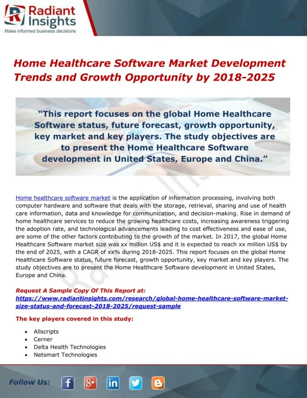 Home Healthcare Software Market Development Trends and Growth Opportunity by 2018-2025