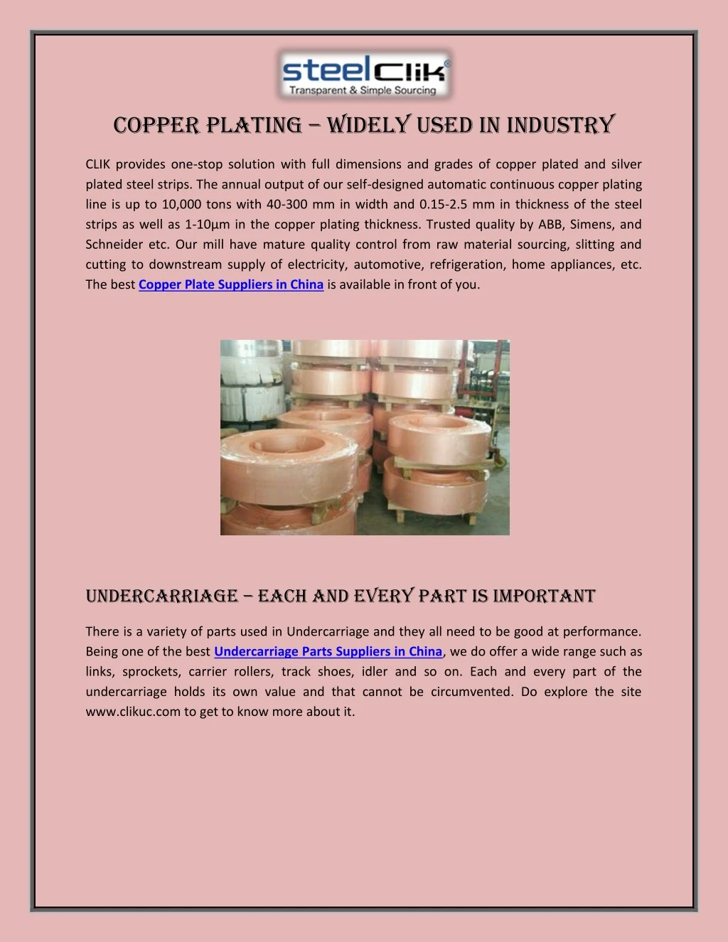 copper plating widely used in industry