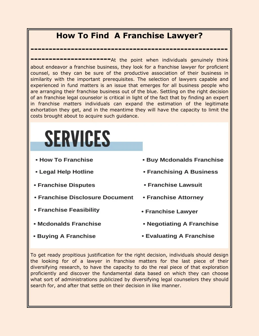 how to find a franchise lawyer