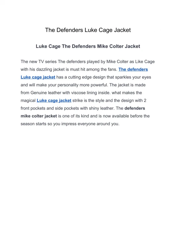 The Defenders Luke Cage Jacket