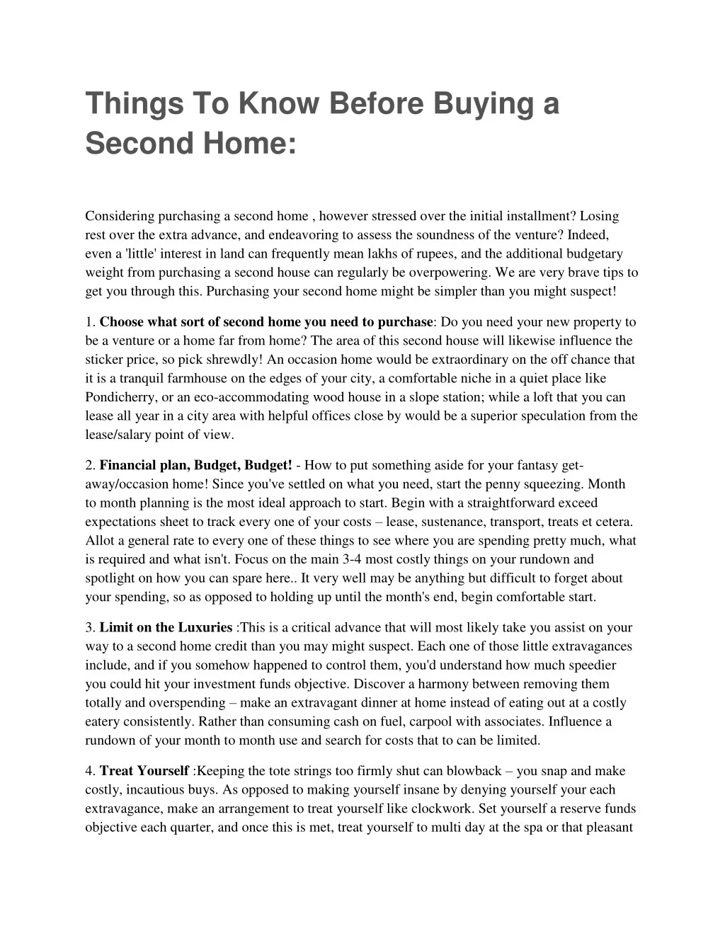 things to know before buying a second home