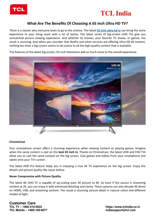 What Are The Benefits Of Choosing A 65 Inch Ultra HD TV?