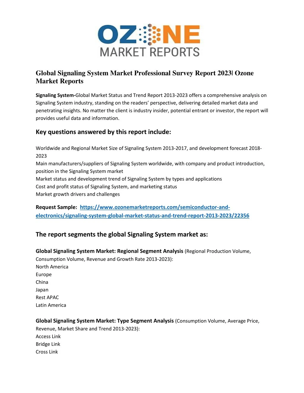 global signaling system market professional