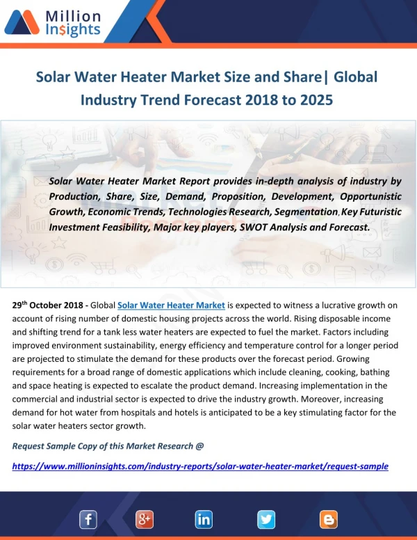 Solar Water Heater Market Size and Share Global Industry Trend Forecast 2018 to 2025