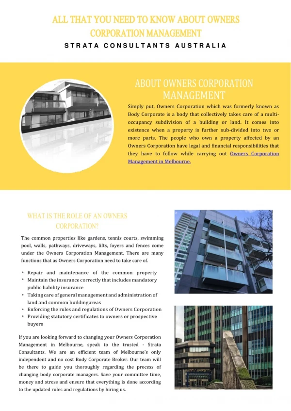 All that You Need to Know About Owners Corporation Management