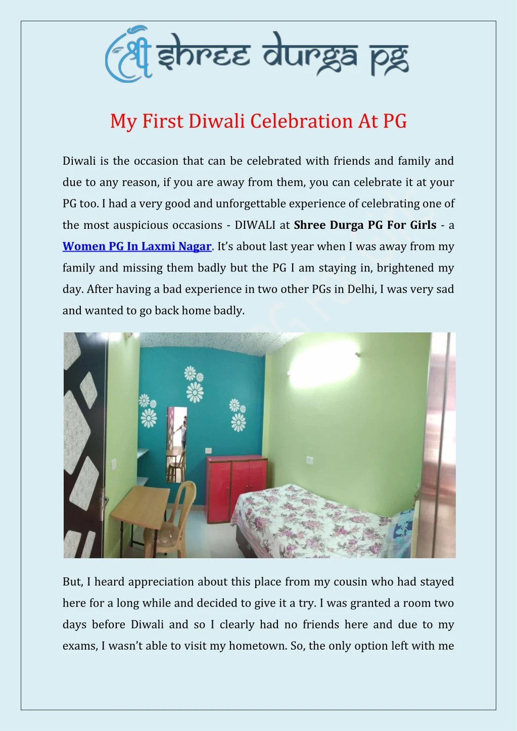 my first diwali celebration at pg