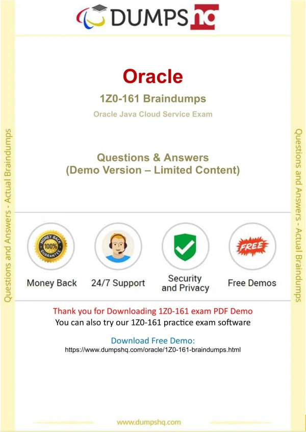 1Z0-161 Oracle WebLogic Servers Exam - 100% Passing Guarantee With Latest Demo