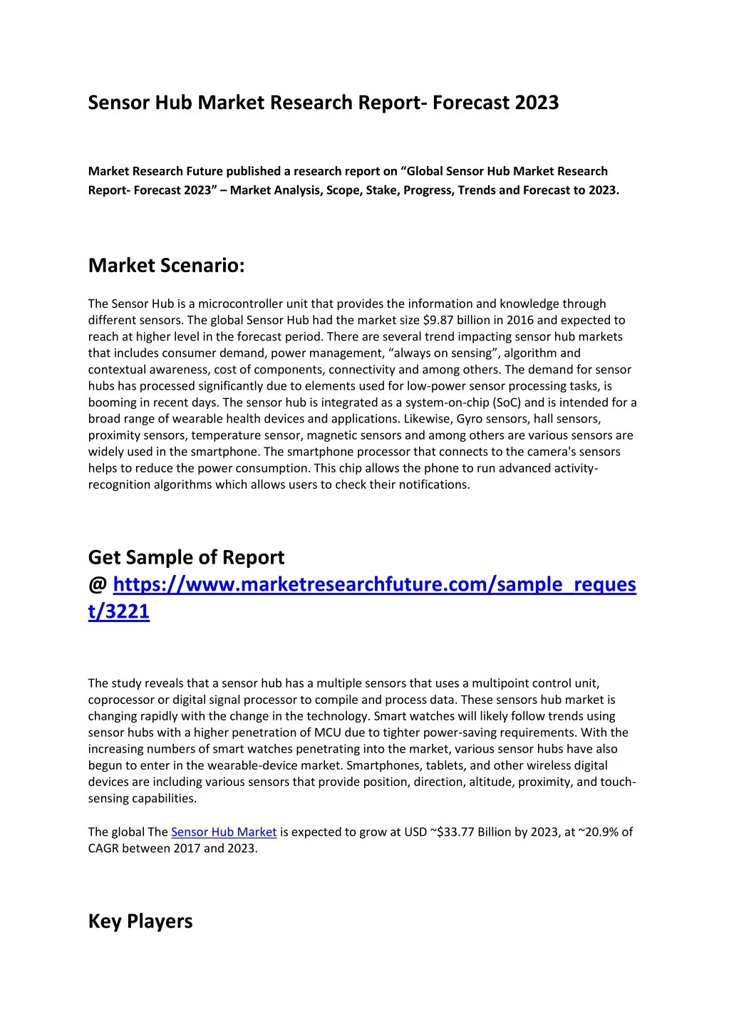 sensor hub market research report forecast 2023