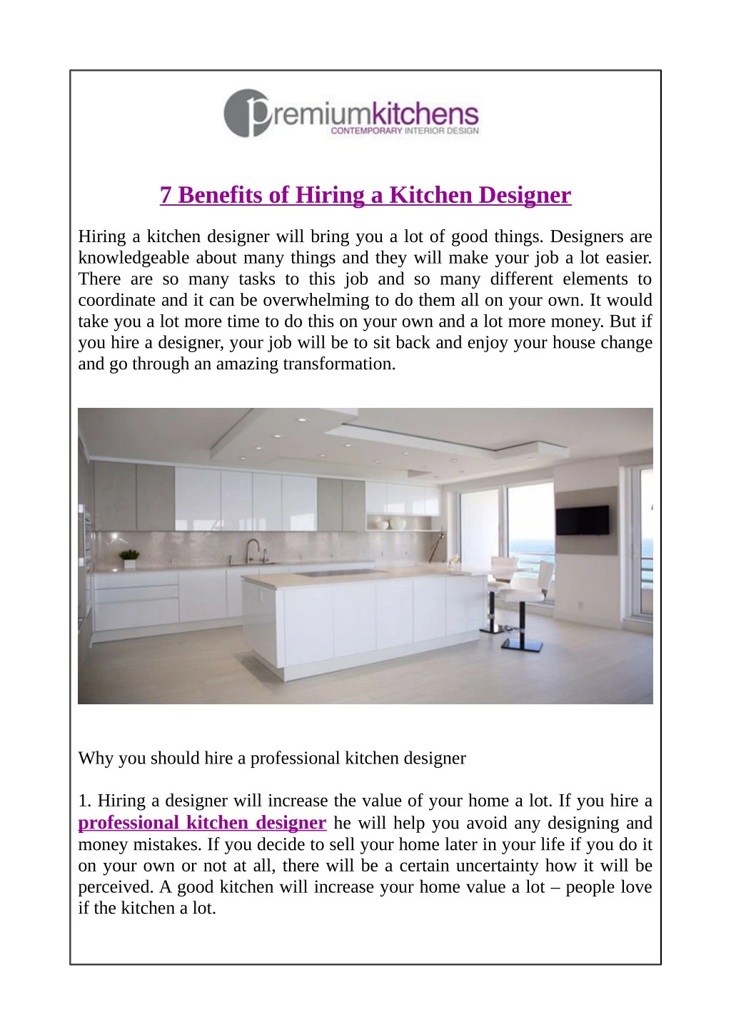 7 benefits of hiring a kitchen designer