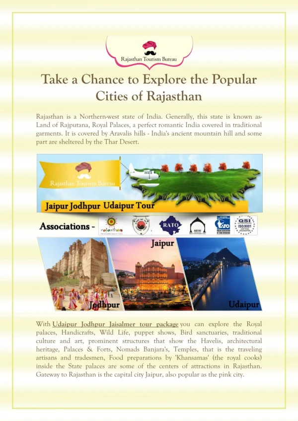 Take a Chance to Explore the Popular Cities of Rajasthan