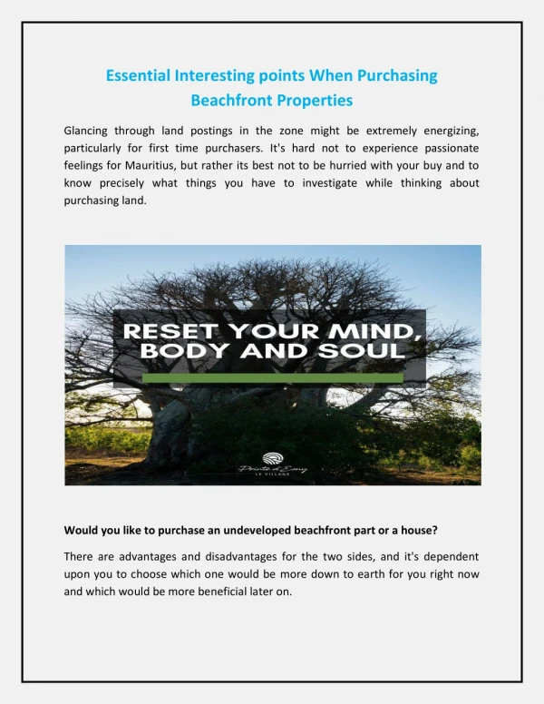 Essential Interesting points When Purchasing Beachfront Properties