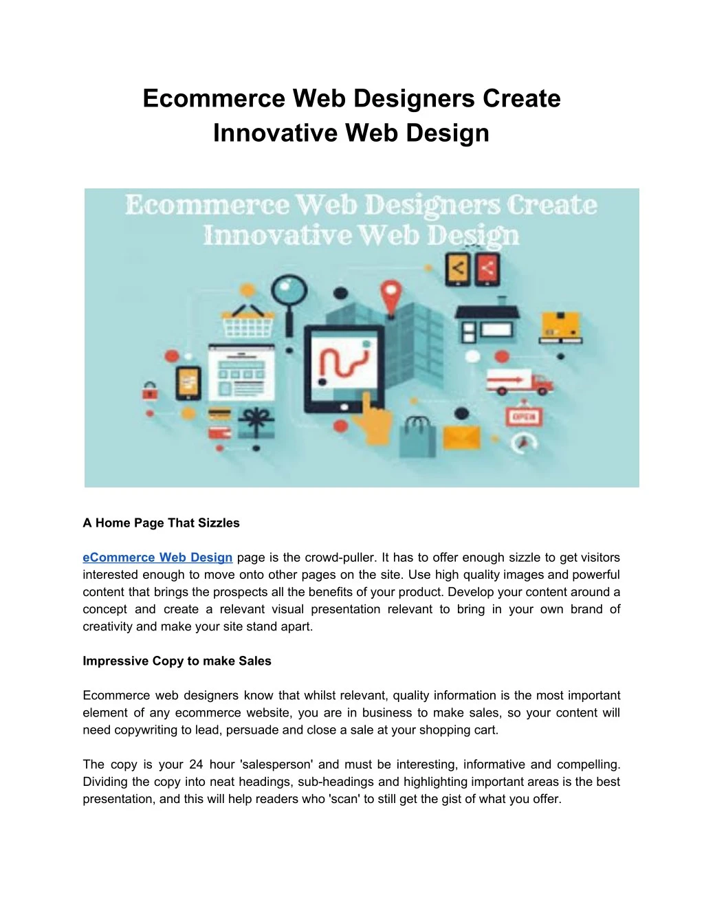 ecommerce web designers create innovative