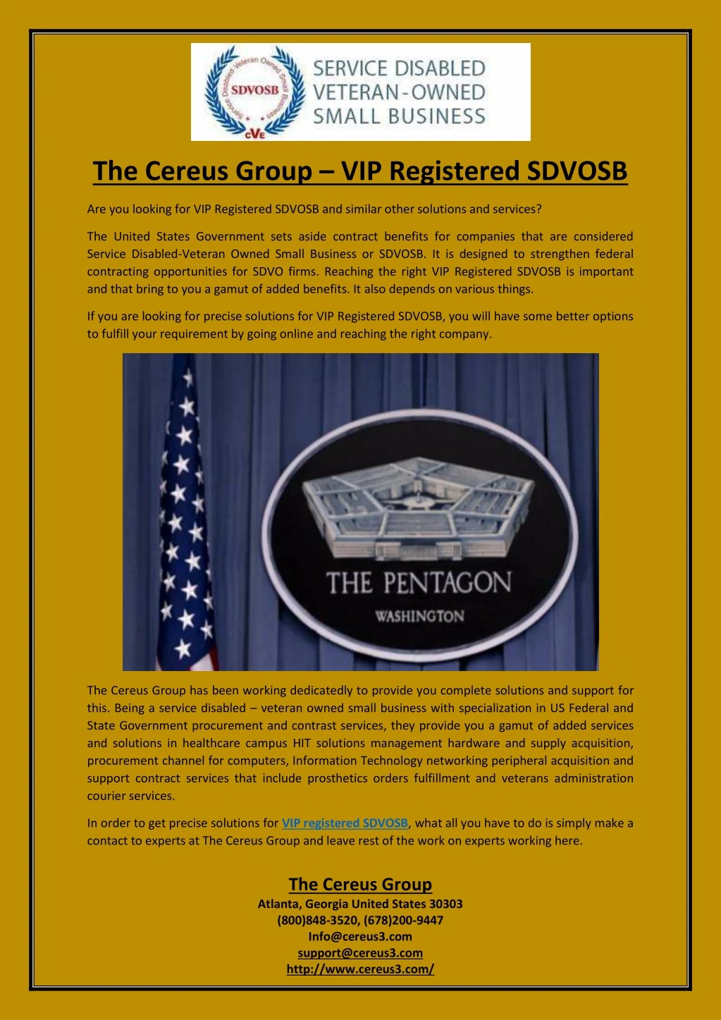 the cereus group vip registered sdvosb