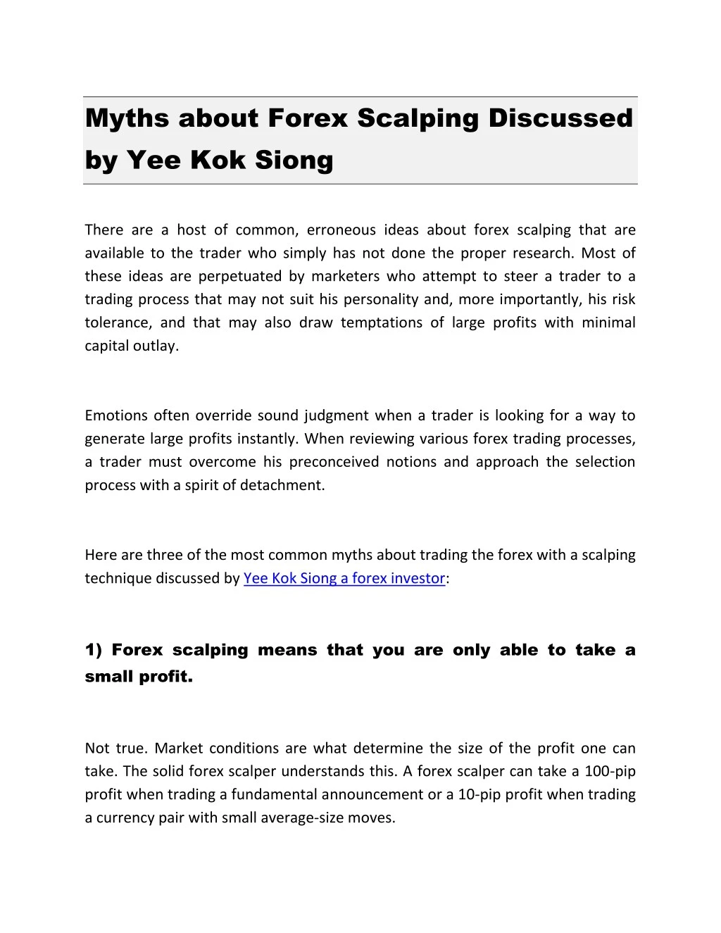 myths about forex scalping discussed
