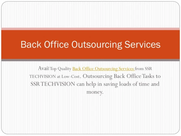 Best Back Office Services | Back Office Outsourcing at Low-Cost – SSR TECHVISION
