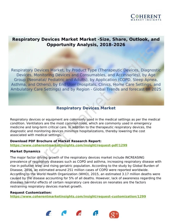 Respiratory Devices Market Market -Size, Share, Outlook, and Opportunity Analysis, 2018–2026