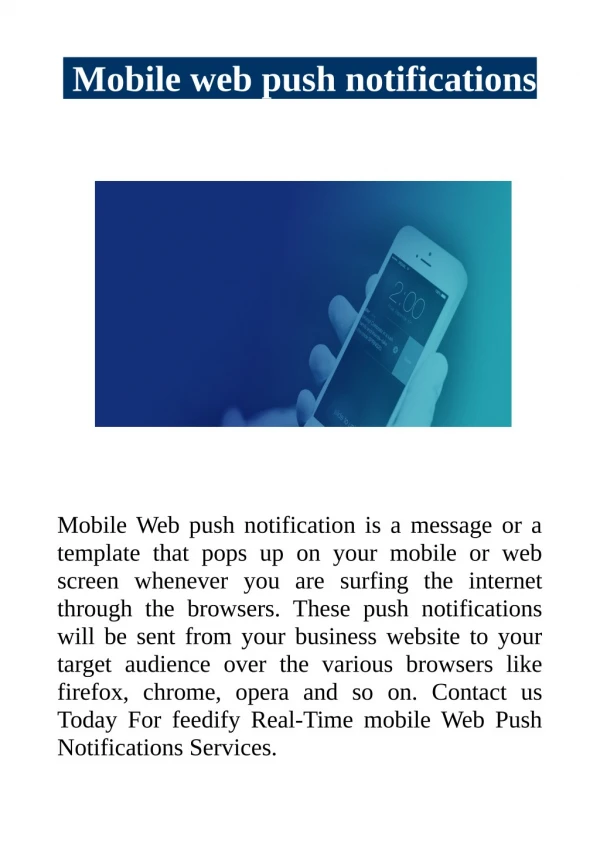 Mobile web push notifications
