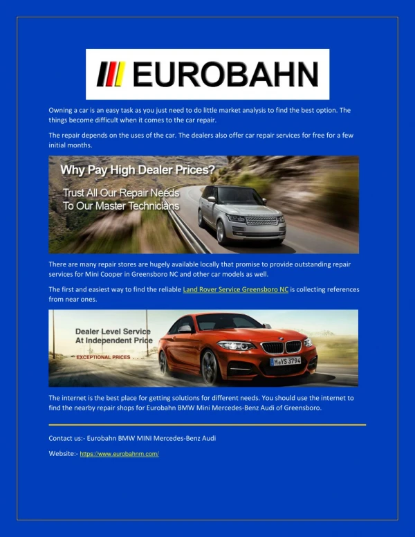 Eurobahn BMW Mini Mercedes-Benz Audi Of Greensboro