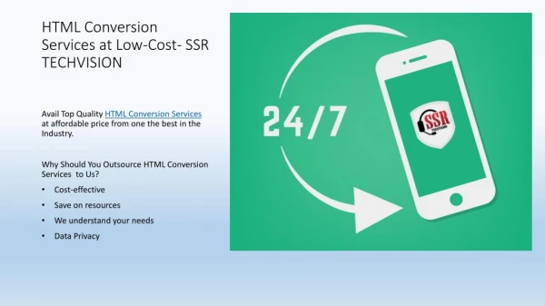 Outsource HTML Conversion Services and Company | SSR TECHVISION