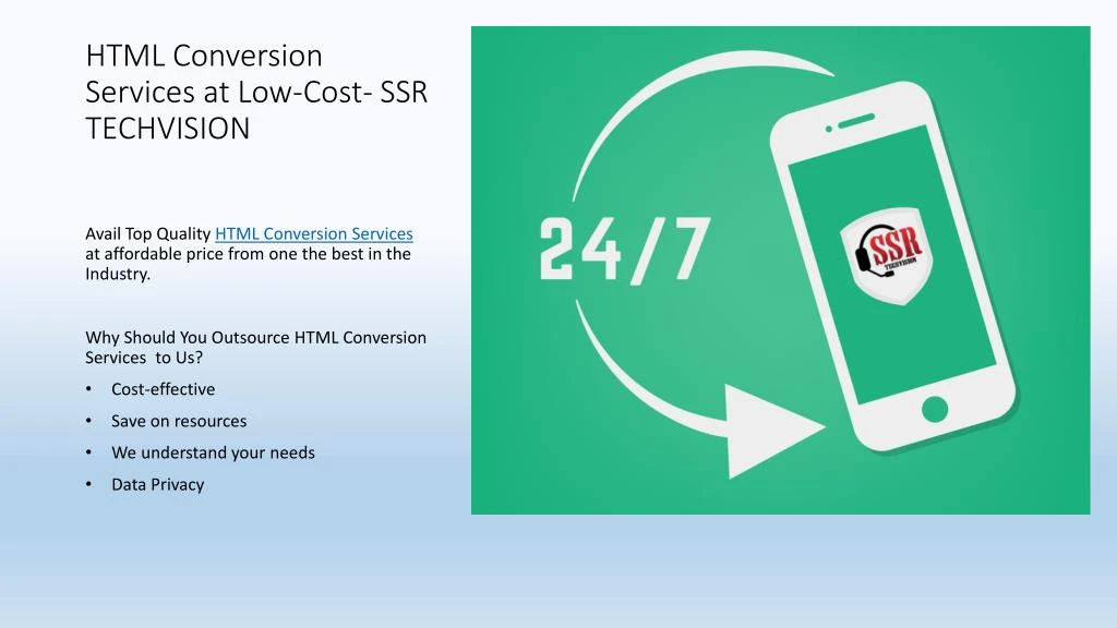 html conversion services at low cost ssr techvision