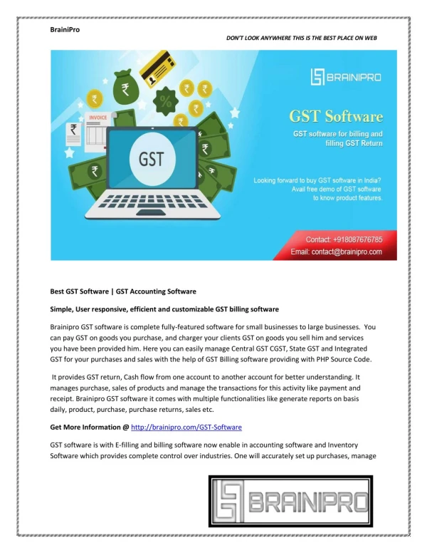 Simple, User responsive, efficient and customizable GST billing software