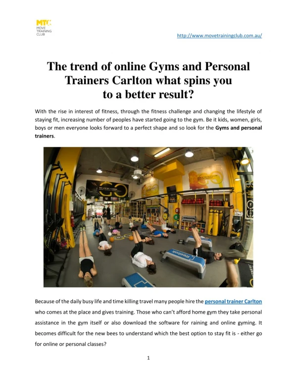 The trend of online Gyms and Personal Trainers Carlton what spins you to a better result?