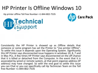 HP Printer is Offline call us 1-844-802-7535, HP Printer is Offline Windows 10 - slide 1