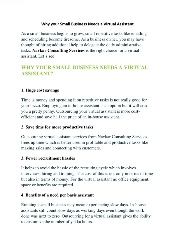 Why your Small Business Needs a Virtual Assistant?
