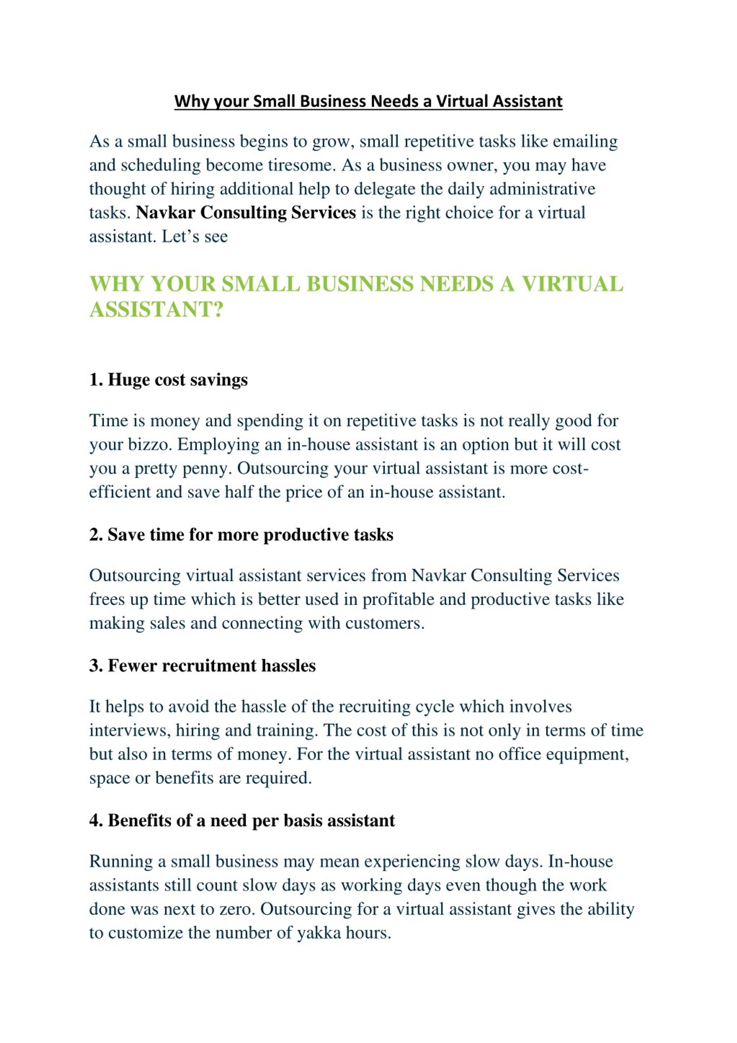 PPT - Why your Small Business Needs a Virtual Assistant? PowerPoint ...