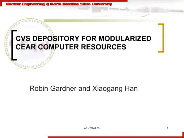 CVS DEPOSITORY FOR MODULARIZED CEAR COMPUTER RESOURCES