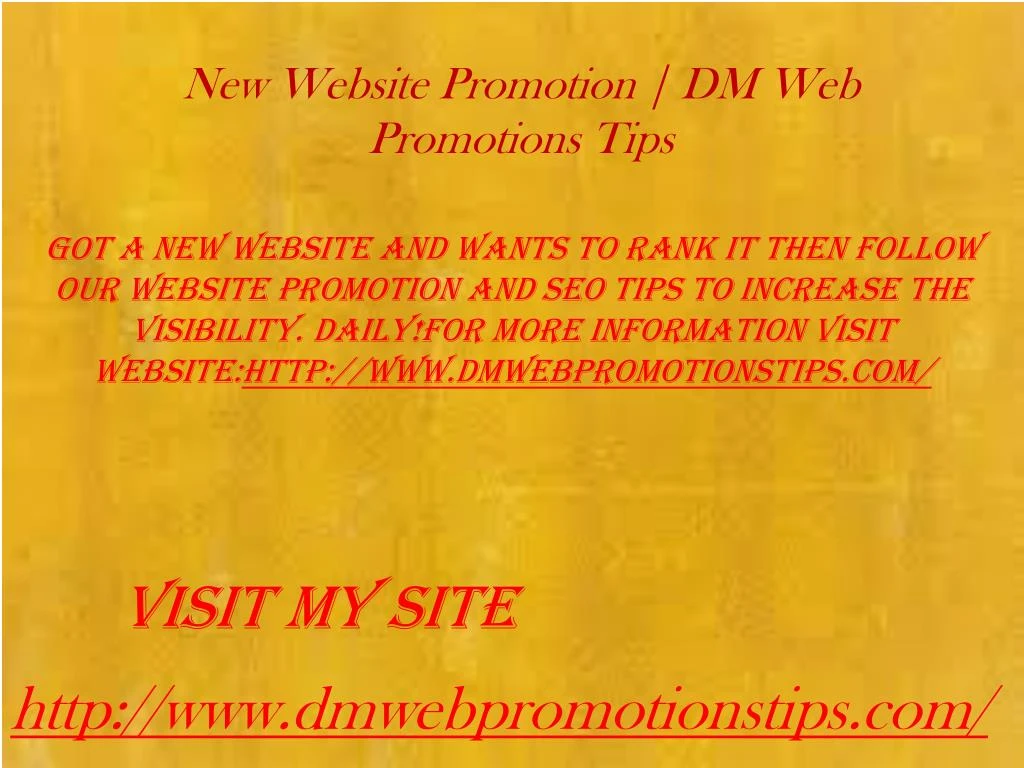 new website promotion dm web promotions tips