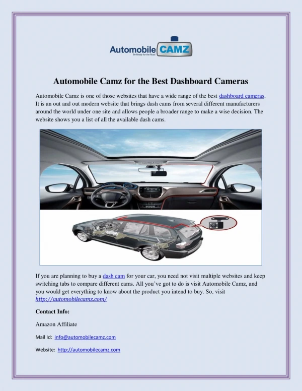 Automobile Camz for the Best Dashboard Cameras
