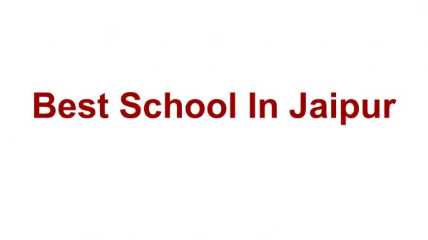 Best School in Jaipur